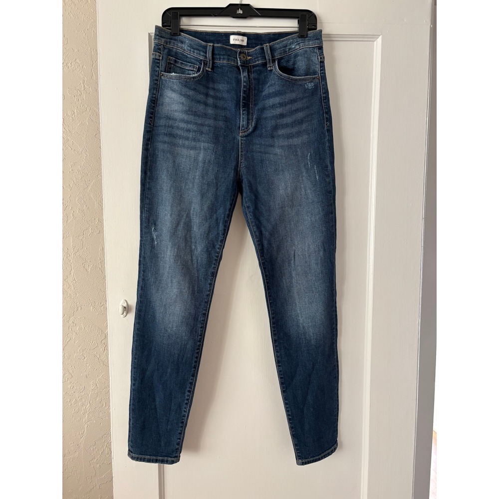 Sneak Peek Womens High Rise Skinny Jeans Medium Wash Distressed Size 13/31